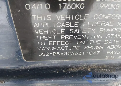 2010 Suzuki Sx4 Technology z USA, uszkodzony, nr VIN JS2YB5A32A6311047